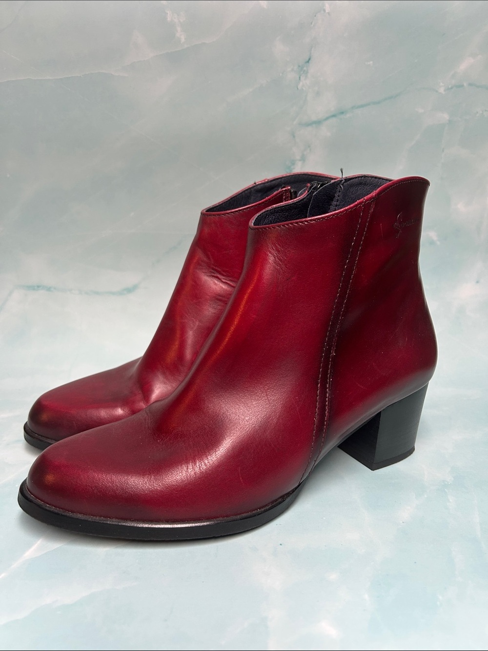 DORKING Women's Red Leather Ankle Boots LEXI Size 36